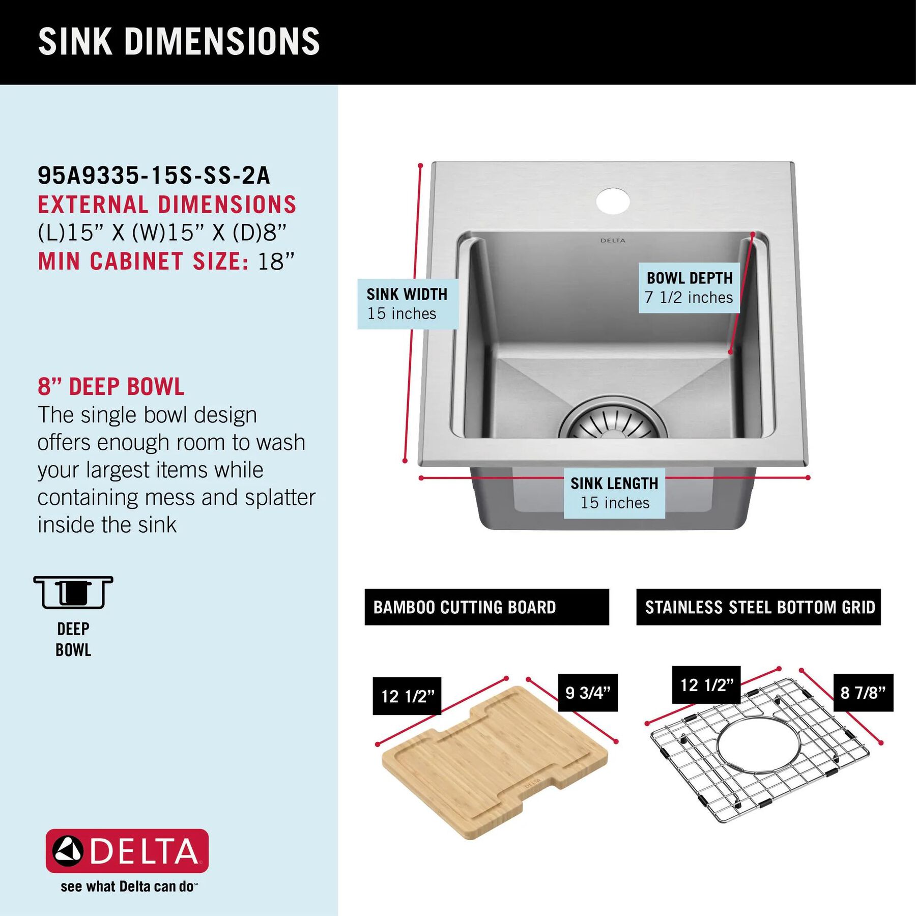 15&rdquo; Stainless Steel Workstation Kitchen Bar Sink Drop-In Undermount Single Bowl with WorkFlow&trade; Ledge and Accessories