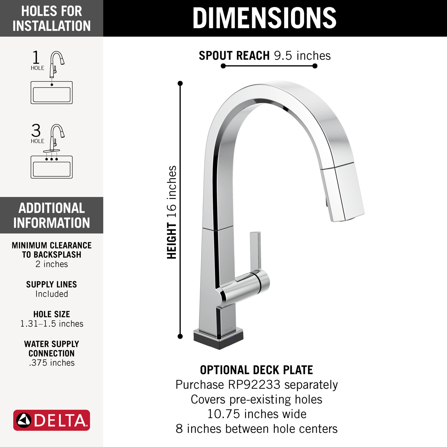 Single Handle Pull Down Kitchen Faucet with Touch2O Technology