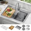 33&rdquo; Workstation&nbsp;Drop-In Top Mount&nbsp;Double&nbsp;Bowl&nbsp;16 Gauge Stainless Steel&nbsp;Kitchen Sink&nbsp;with&nbsp;WorkFlow&trade; Ledge and Accessories