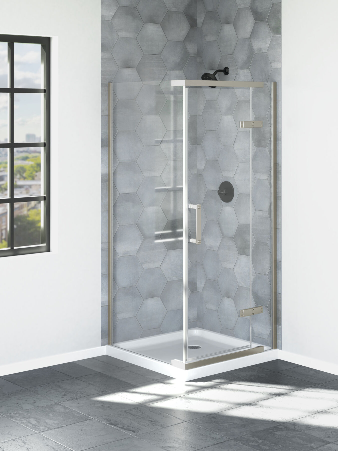 36&rdquo;x36&rdquo; Stainless Corner Shower Enclosure