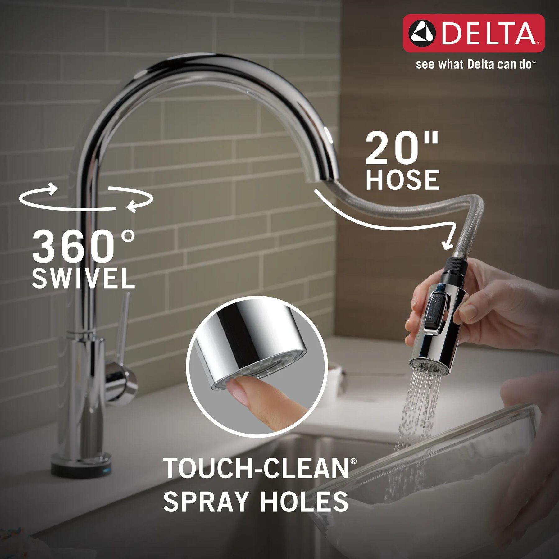 Single Handle Pull-Down Kitchen Faucet with Voice and Touch2O Technology