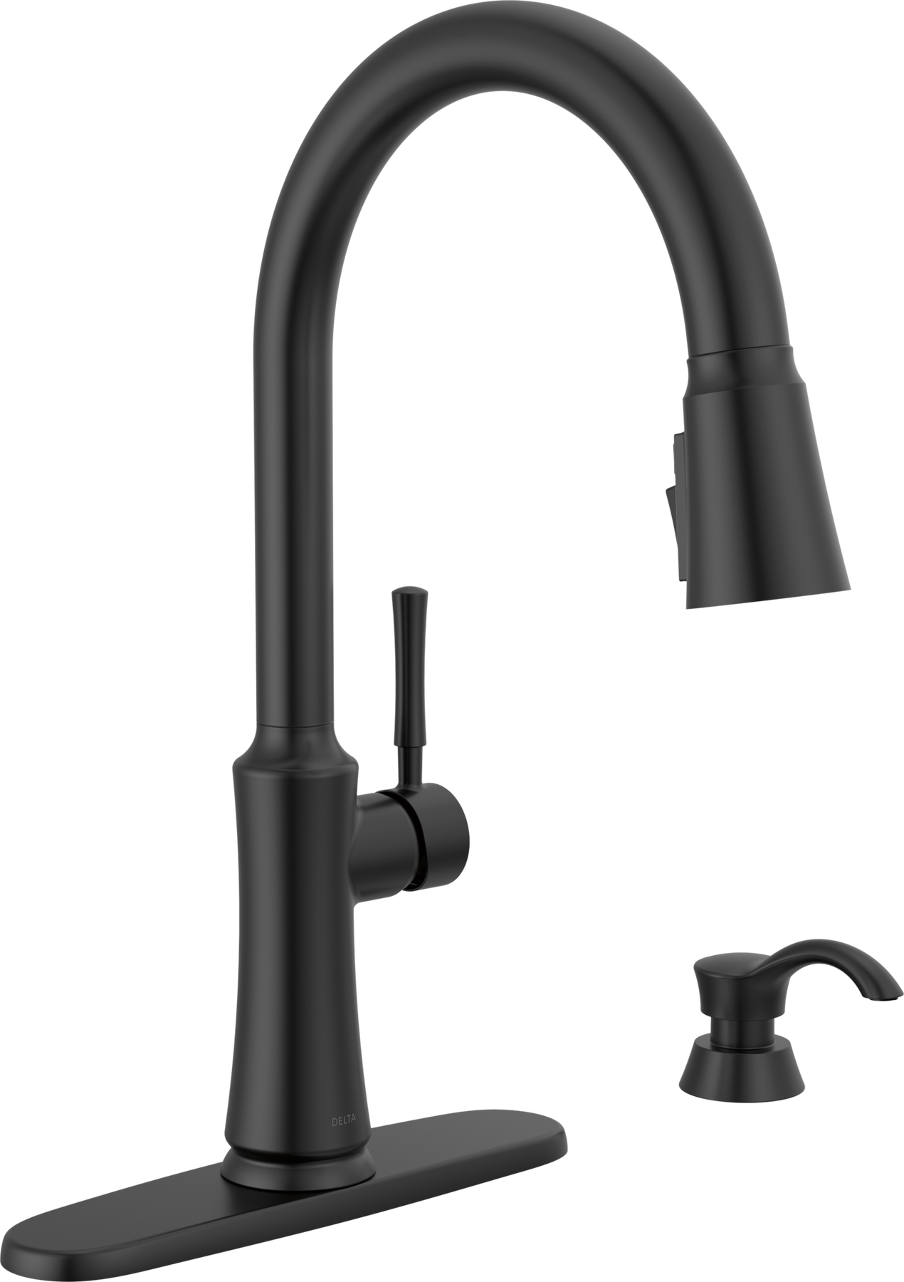Single Handle Pull-Down Kitchen Faucet with Soap Dispenser and ShieldSpray Technology
