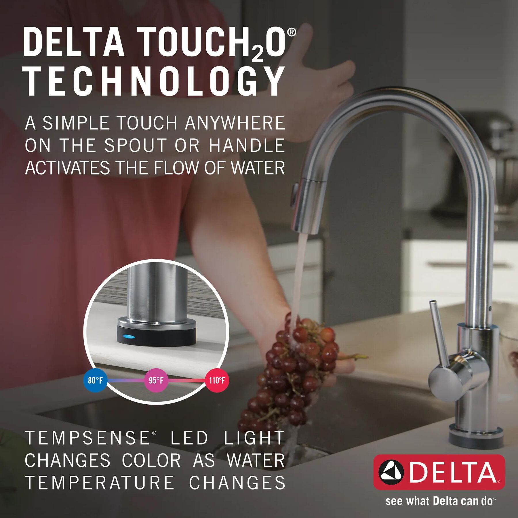 Single Handle Pull-Down Kitchen Faucet with Voice and Touch2O Technology