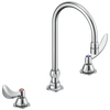 Two Handle Widespread Bathroom Faucet with Gooseneck Spout - Less Pop-Up
