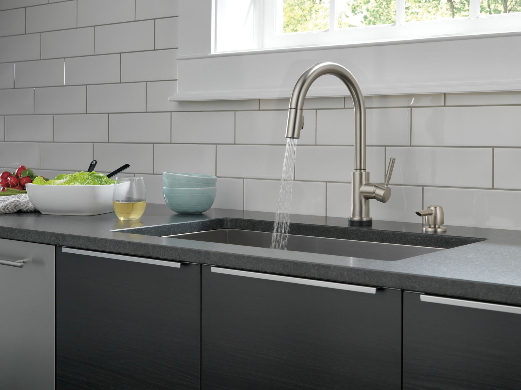 Single Handle Pull-Down Kitchen Faucet with Touch2O&reg; Technology and Soap Dispenser