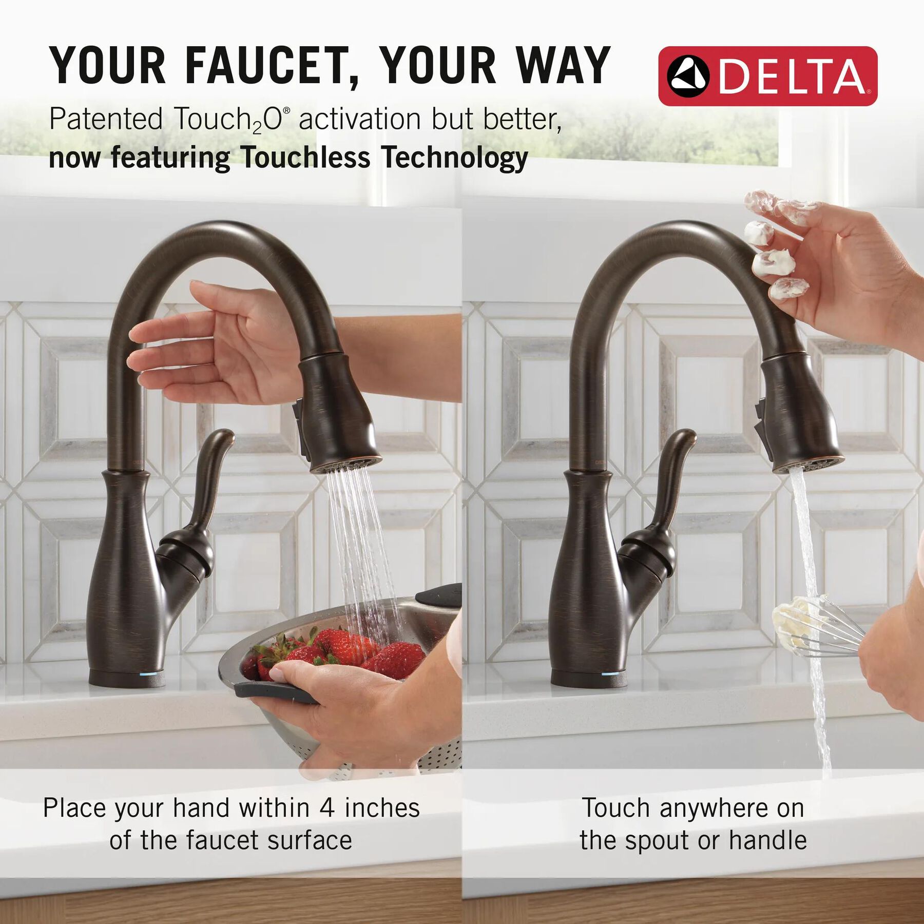 Touch<sub>2</sub>O&reg; Technology Kitchen Faucet with Touchless Technology