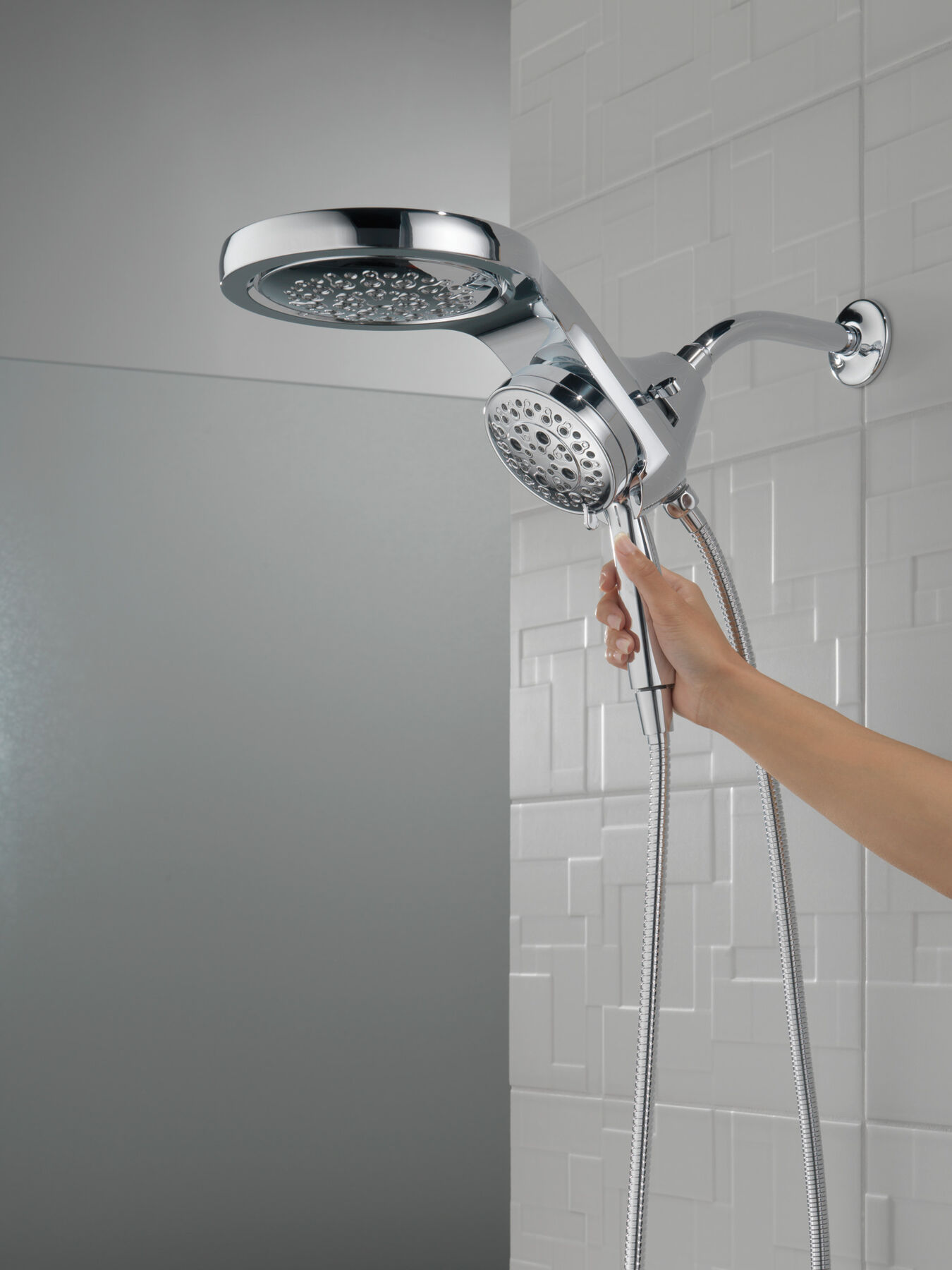 HydroRain&reg; H<sub>2</sub>Okinetic&reg; 5-Setting Two-in-One Shower Head