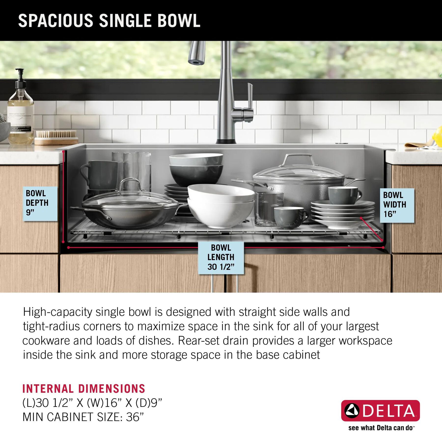 33&rdquo; Workstation Kitchen Sink Drop-In Top Mount 16 Gauge Stainless Steel Single Bowl with WorkFlow&trade; Ledge and Accessories