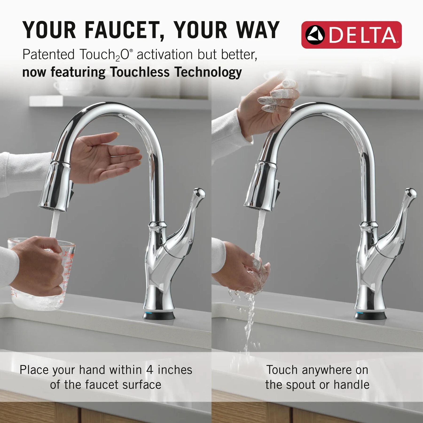 Touch<sub>2</sub>O&reg; Technology Kitchen Faucet with Touchless Technology