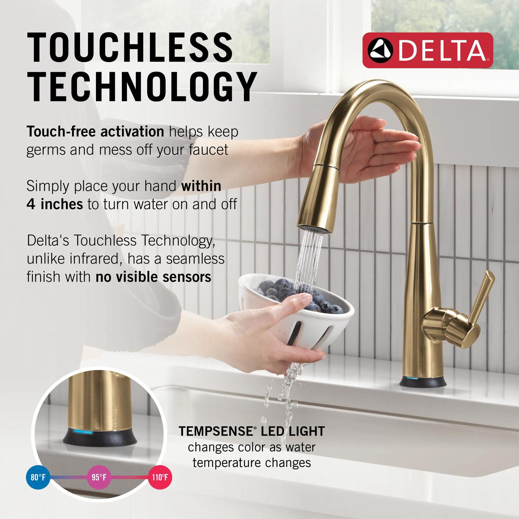 Touch<sub>2</sub>O&reg; Technology Kitchen Faucet with Touchless Technology