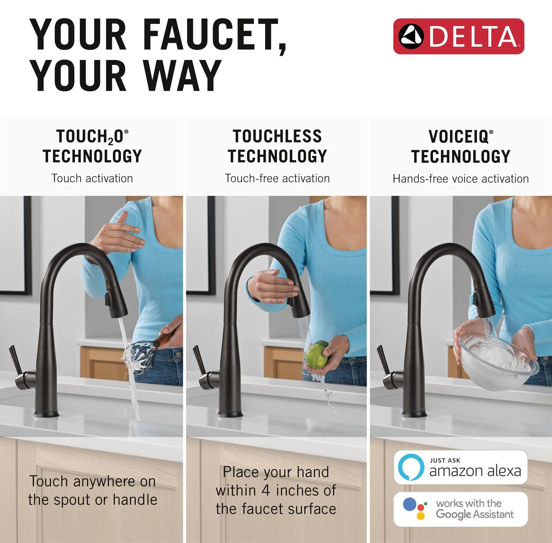 VoiceIQ&reg; Single Handle Pull-Down Faucet with Touch<sub>2</sub>O&reg; Technology