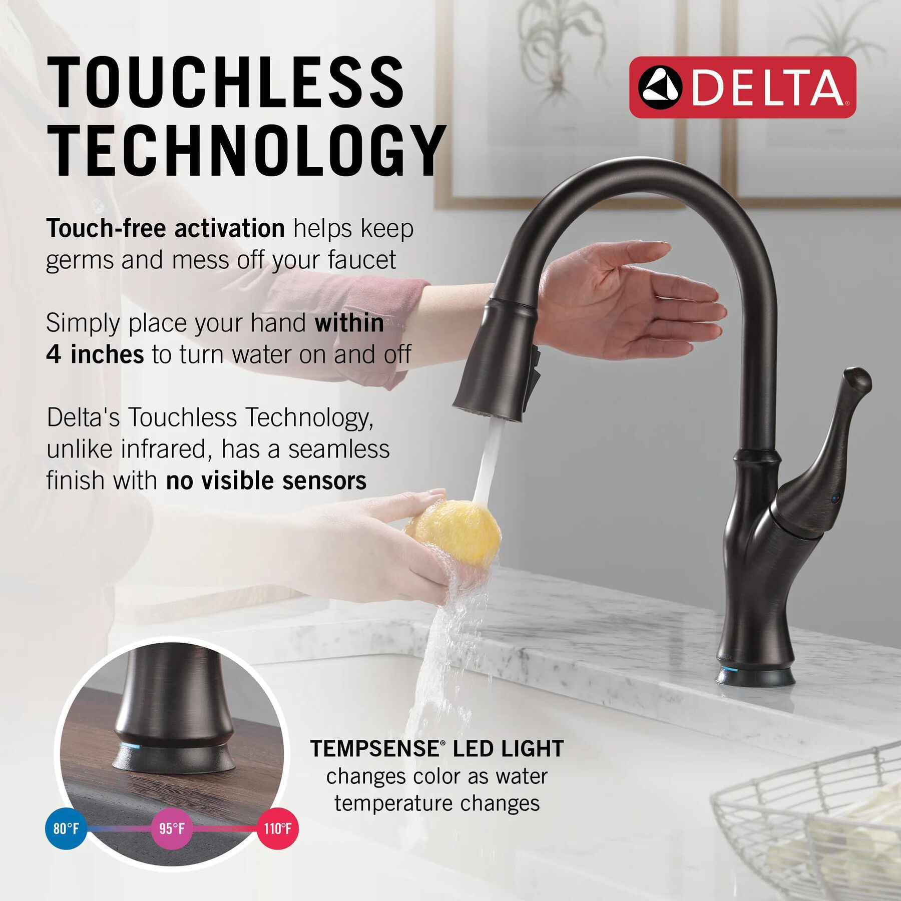 Touch<sub>2</sub>O&reg; Technology Kitchen Faucet with Touchless Technology