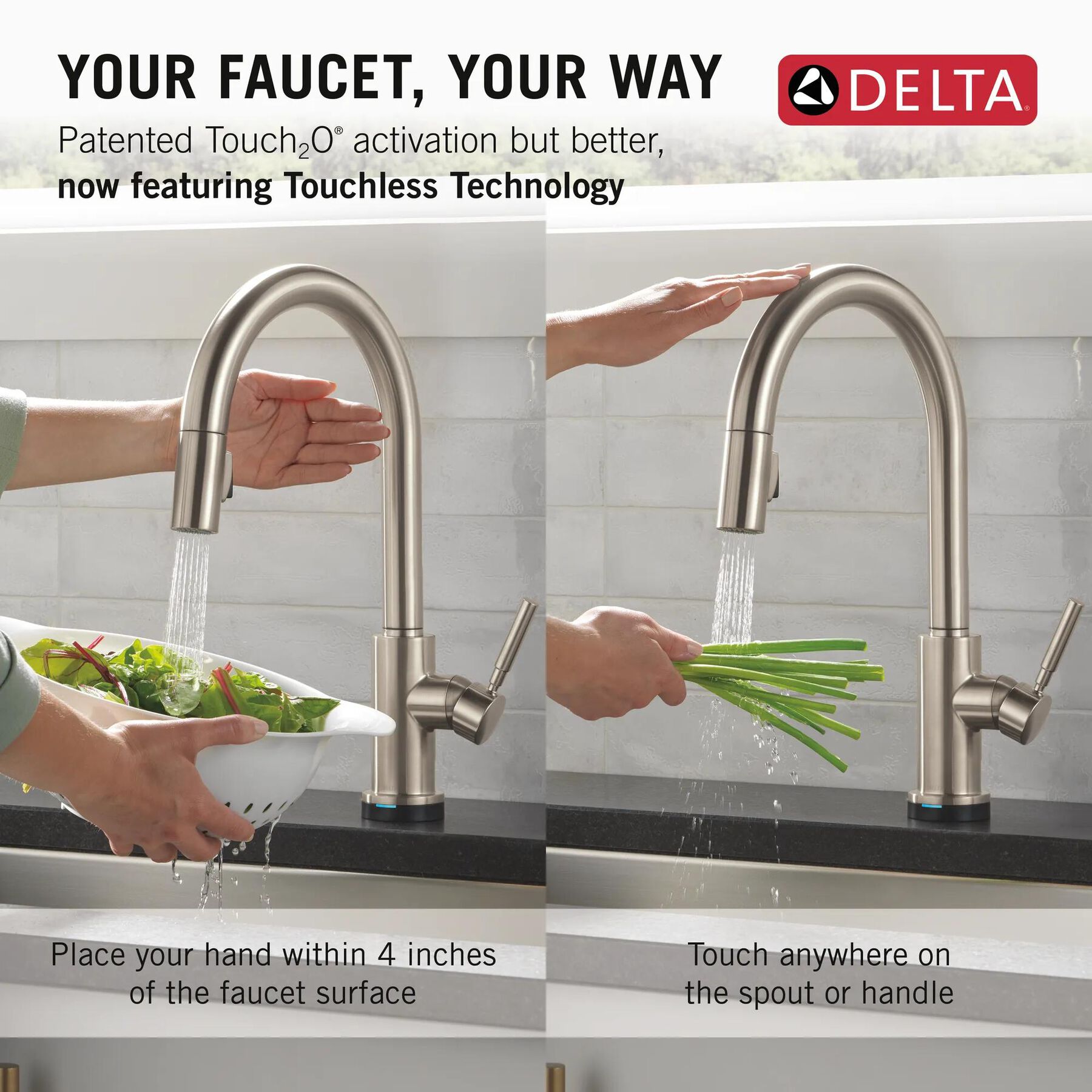 Single Handle Pull-Down Touch<sub>2</sub>O&reg; Technology Kitchen Faucet with Touchless Technology