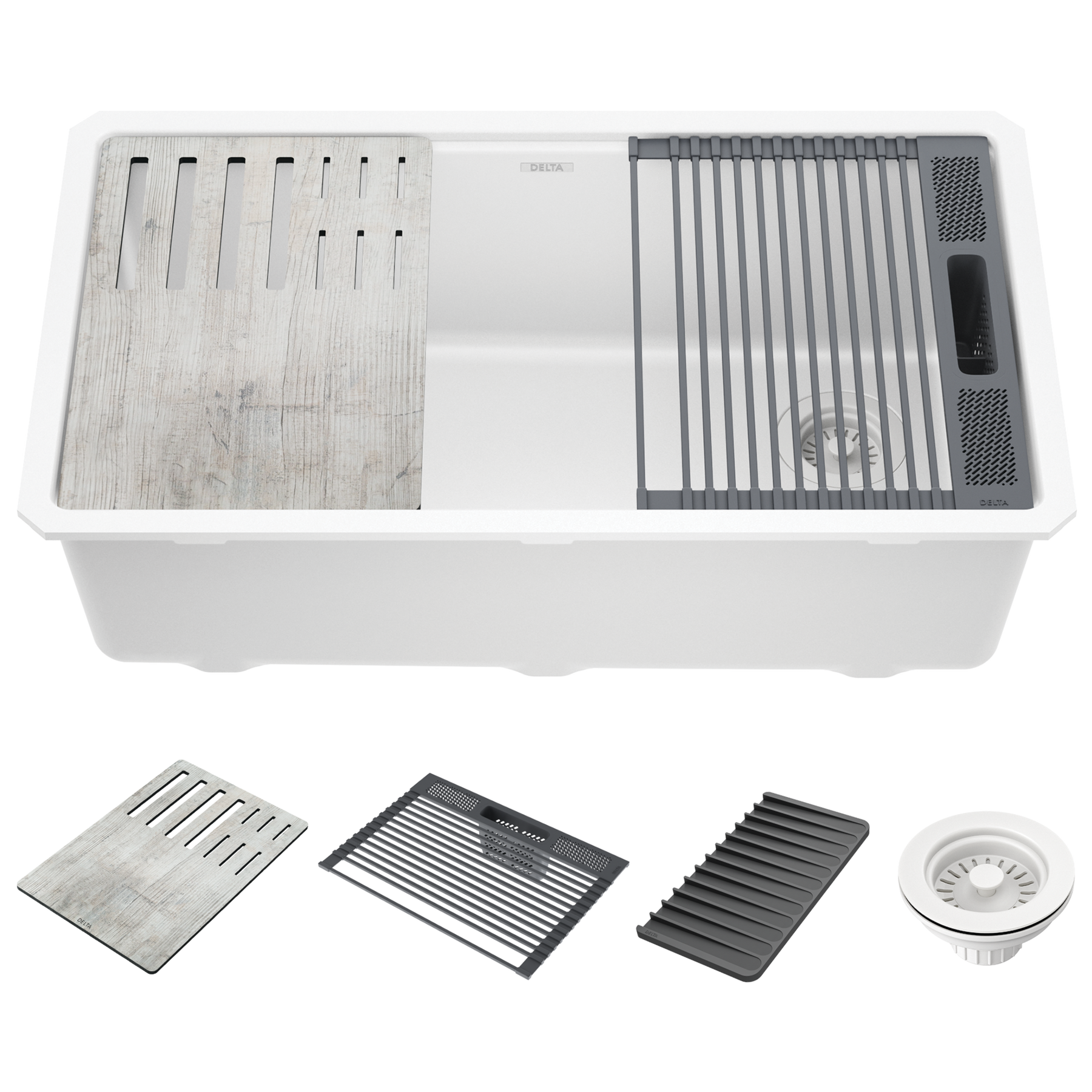 32&rdquo; Granite Composite Workstation Kitchen Sink Undermount Single Bowl with WorkFlow&trade; Ledge and Accessories
