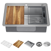 30&rdquo; Workstation Kitchen Sink Drop-In Top Mount Stainless Steel Single Bowl with WorkFlow&trade; Ledge and Accessories