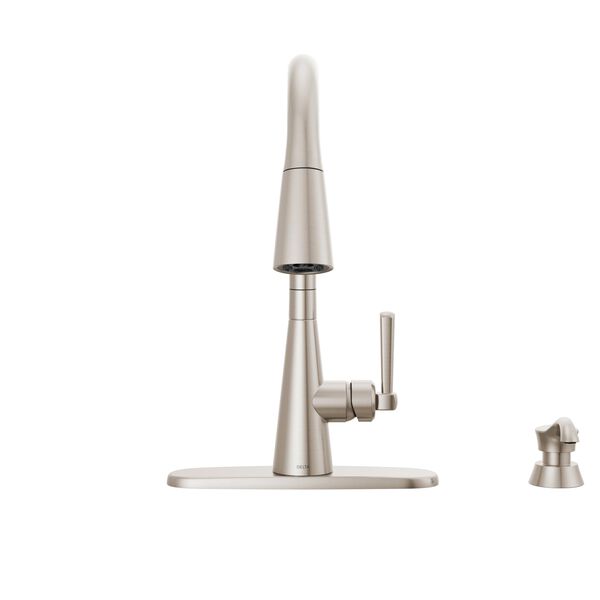 Single Handle Pull-Down Kitchen Faucet with Soap Dispenser and ShieldSpray Technology