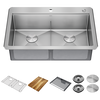 33&rdquo; Workstation&nbsp;Drop-In Top Mount&nbsp;Double&nbsp;Bowl&nbsp;16 Gauge Stainless Steel&nbsp;Kitchen Sink&nbsp;with&nbsp;WorkFlow&trade; Ledge and Accessories