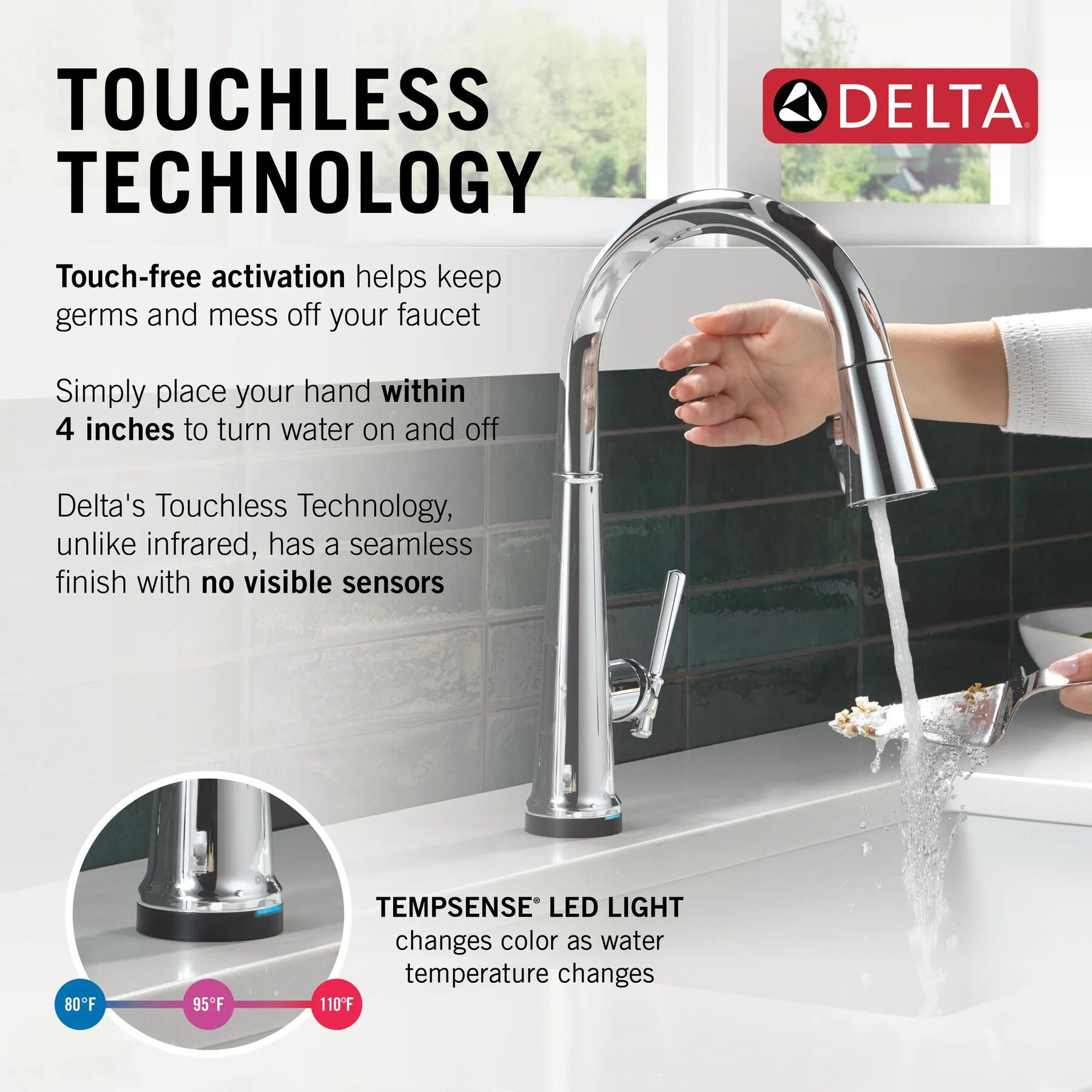 Touch<sub>2</sub>O&reg; Technology Kitchen Faucet with Touchless Technology