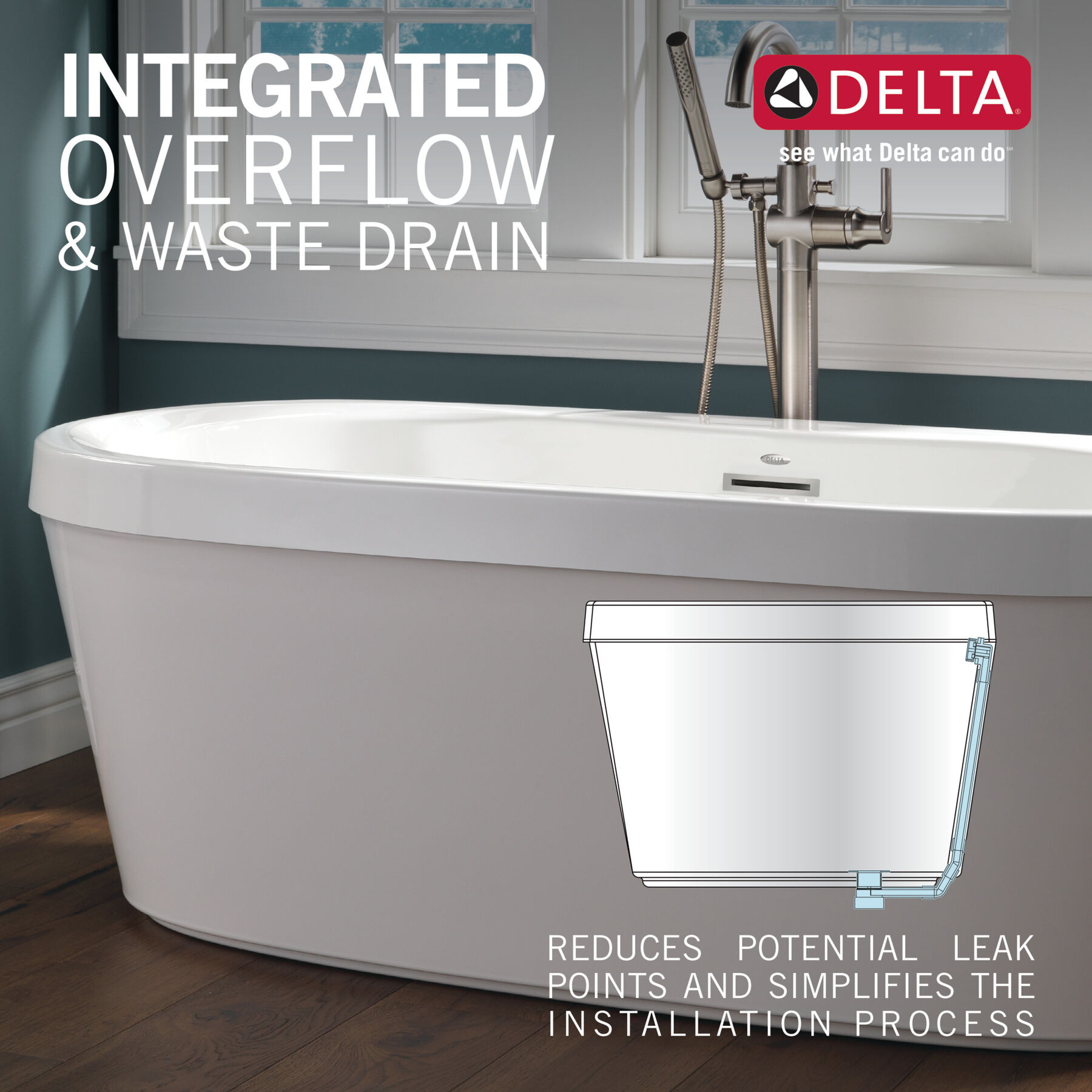 60" x 32" Freestanding Tub with Integrated Waste and Overflow