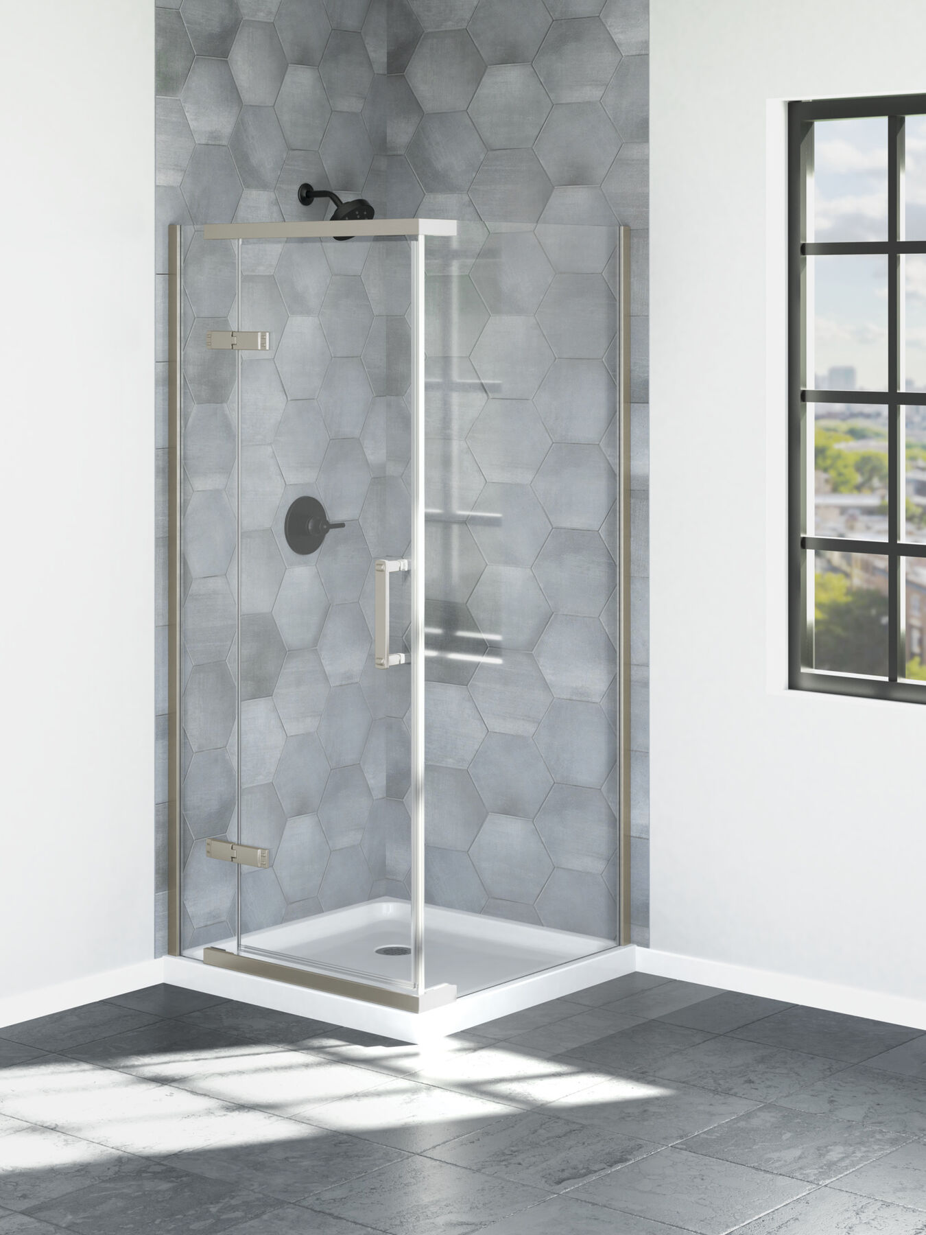 36&rdquo;x36&rdquo; Stainless Corner Shower Enclosure
