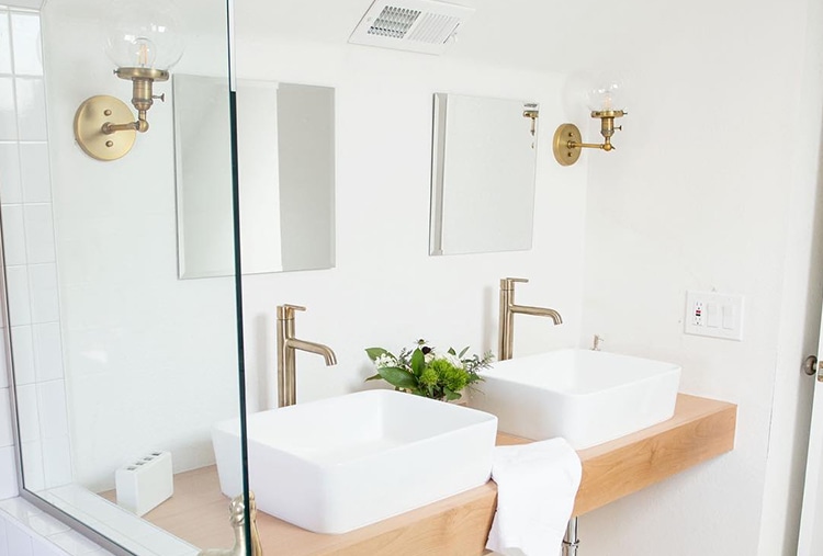 Matching lighting fixtures and bath finishes