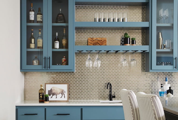@mollyhowedesign's bar station with beverage faucet