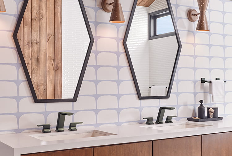 Bathroom with funky wallpaper
