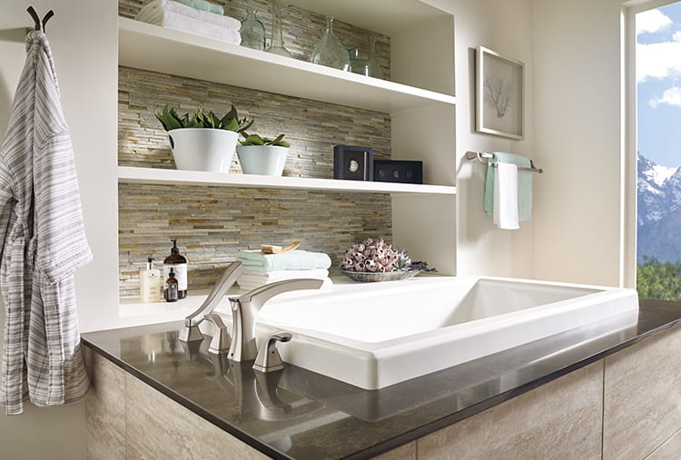 Spa-style bathroom with tub