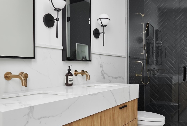 herringbone shower tile