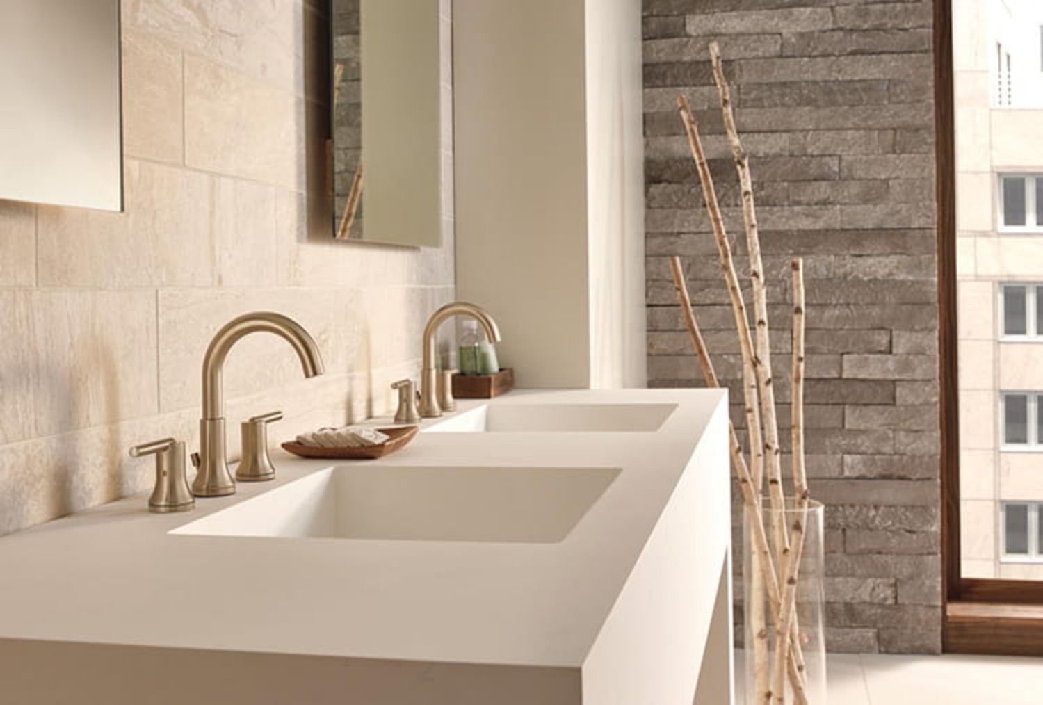 double vanity with trinsic facuets
