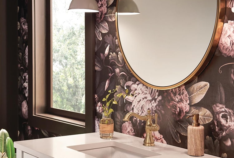 elegant bathroom with wallpaper