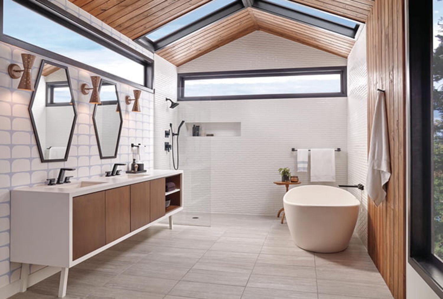 open and bright barrier free bathroom
