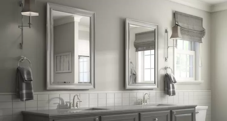 white bathroom with mirrors