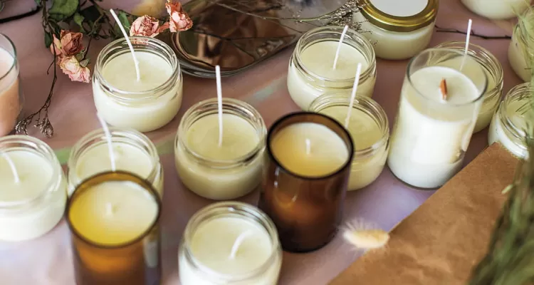 Homemade mason jar candles