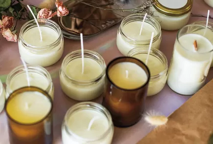 Homemade mason jar candles